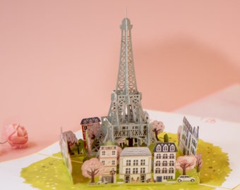 Pop Up Card Eiffel Tower - 3D Birthday Card for Wife and Girlfriend - Voucher for Travel & Vacation in Paris - Gift Idea for Wedding Anniversary