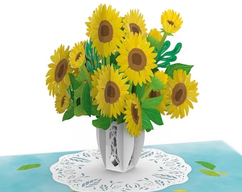 Pop Up Karte Sonnenblumen - 3D Geburtstagskarte mit Blumen für beste Freundin, Frau, Mama & Mutter - 3D Blumenkarte - schöne Muttertagskarte