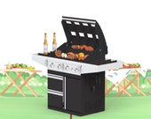Pop Up Card Gas Grill - 3D Birthday Card with Grill - Voucher, Cash Gift or Gift for Grill, Card for Man, Friend or Dad
