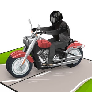 Pop Up Card Motorcycle - 3D-kaart voor motorrijders, voucher & contant cadeau voor motortour of motorhelm, kaart voor man en vriend