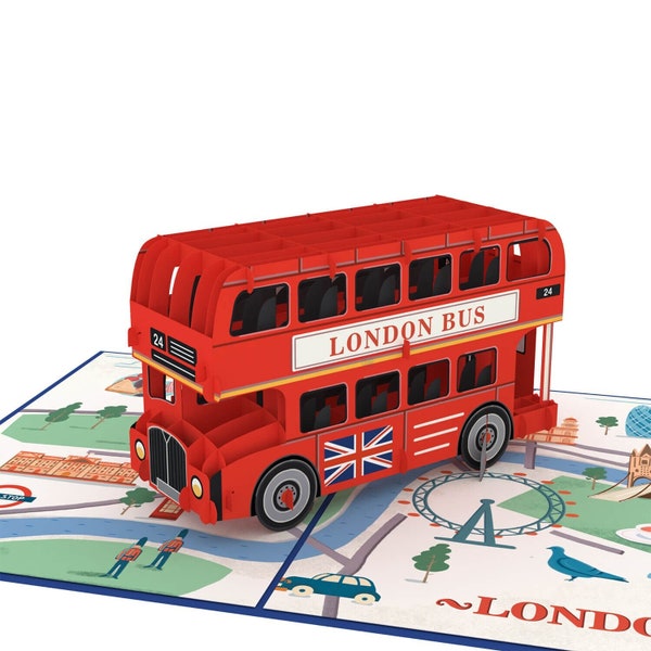 Pop-Up Karte London Bus - 3D Karte als Gutschein für England Urlaub, Geldgeschenk für Reise, Hotelgutschein zum Geburtstag oder Weihnachten