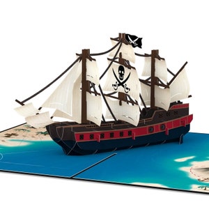 Pop Up Card Pirate Ship - 3D Birthday Card for Kids & Boys, Gift for Pirate Children's Birthday