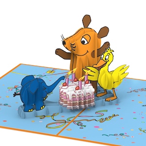 Carte pop-up Die Maus® Happy Birthday - Carte d'anniversaire 3D pour enfants (filles et garçons), femme, petite amie - carte d'anniversaire