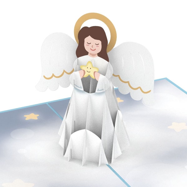 Carte pop up ange gardien - Carte 3D pour baptême, communion et confirmation pour filles et garçons, carte d'anniversaire pour enfants et carte de félicitations