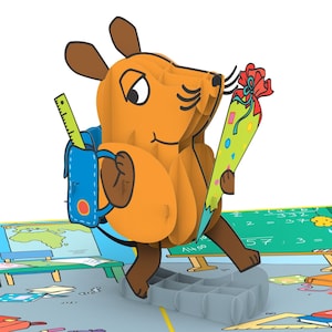 Die Maus® Pop-Up Karte Einschulung - 3D Karte zum Schulanfang, Geldgeschenk oder Einschulungskarte für Mädchen & Jungen
