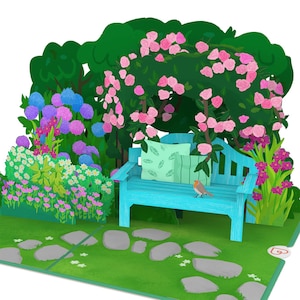 Pop Up Karte Garten mit Blumen - 3D Geburtstagskarte für Frau, Mutter & Freundin, 3D Blumenkarte zum Muttertag, Gute Besserung Karte