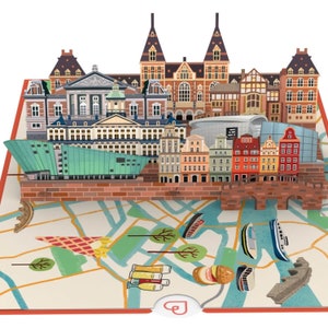 Pop-Up Karte Amsterdam - Gutschein oder Geldgeschenk für Holland Reise, 3D Karte zum Geburtstag, Geschenk für Städtetrip, Geburtstagskarte