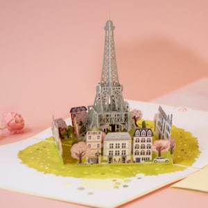 Pop Up Card Eiffel Tower - 3D Birthday Card for Wife and Girlfriend - Voucher for Travel & Vacation in Paris - Gift Idea for Wedding Anniversary