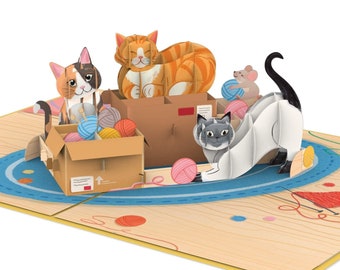 Pop-Up Karte Katzen - 3D Geburtstagskarte mit Katze für Frau, Freundin & Mädchen - Süße Glückwunschkarte zum Geburtstag von Katzenliebhaber