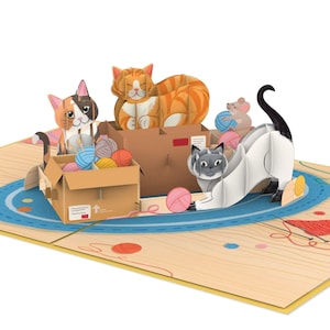 Pop-Up Card Cats - 3D Birthday Card with Cat for Wife, Girlfriend & Girl - Sweet Mother's Day Card for Cat Lovers