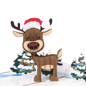 Carte de Noël Pop Up « Renne » - Carte de Noël 3D pour femme, copine ou enfants (filles et garçons) image 2