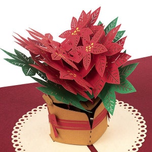 Pop Up Karte Weihnachten „Weihnachtsstern“ – Handgemachte 3D Weihnachtskarte für Frau, Freundinnen, Mama, Oma, Kolleginnen und Kinder