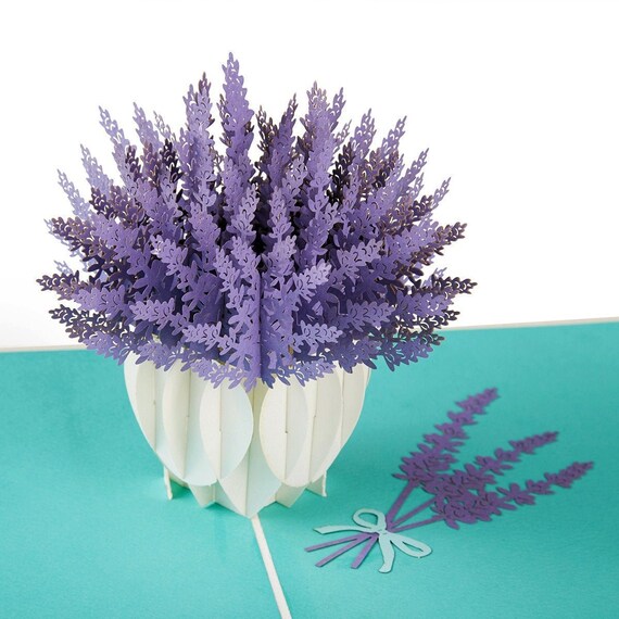 3D Pop-Up Karte 'Lavendel' – Violett, Mit Umschlag, Für Geburtstag & Dank