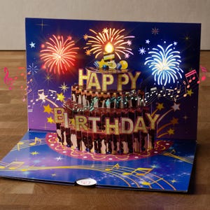Pop Up Geburtstagskarte mit Musik & Licht - Lustige 3D Geschenkkarte mit Happy Birthday Lied für Frauen (Freundin, Oma) u Männer (Papa, Opa)