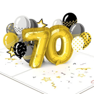 Carte pop-up 70e anniversaire – Carte d'anniversaire 3D pour femme et homme, cadeau en argent 70 ans