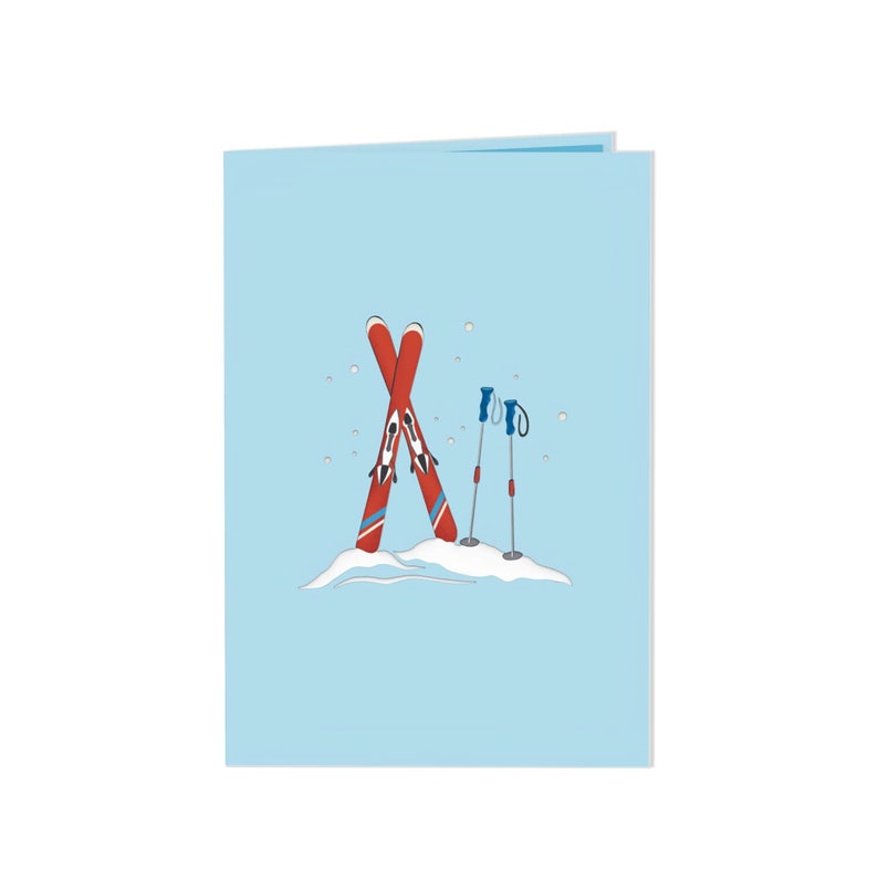 Pop Up Karte Skifahrer Gutschein für Skifahren oder Skiurlaub, Geschenk für Ski fahren, Geschenkidee zu Weihnachten für Frauen & Männer Bild 4