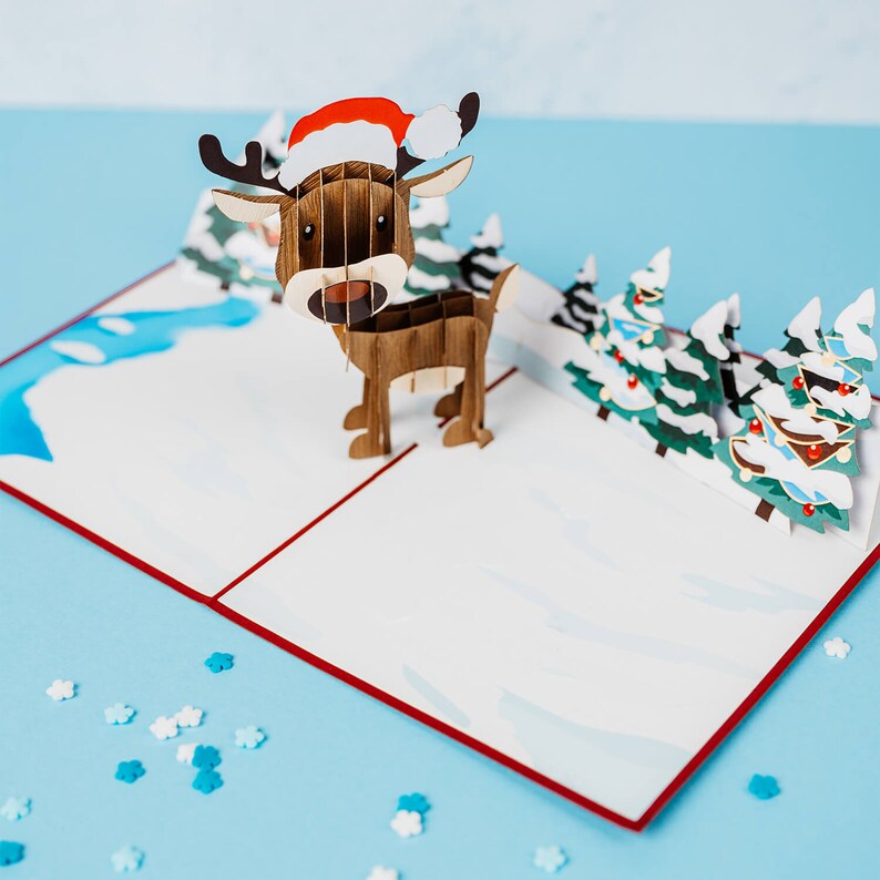 Carte de Noël Pop Up « Renne » - Carte de Noël 3D pour femme, copine ou enfants (filles et garçons) image 6