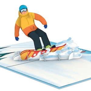 Biglietto pop-up Snowboarder - Buono snowboard per vacanze sulla neve, regalo per attrezzatura da snowboard, idea regalo di compleanno per donne e uomini
