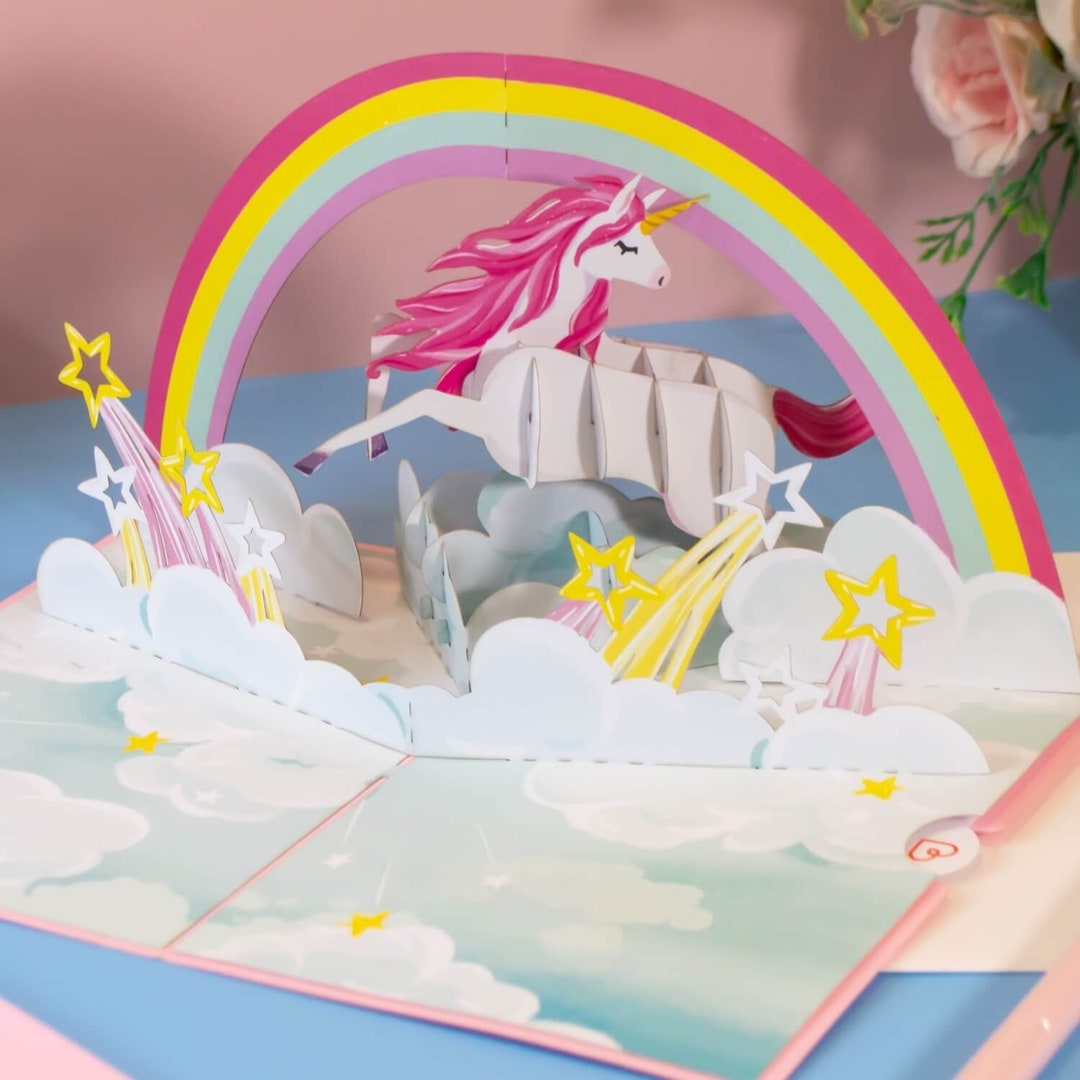 Pop up Card Unicorn With Rainbow 3D Birthday Card for Girl, Girlfriend ...