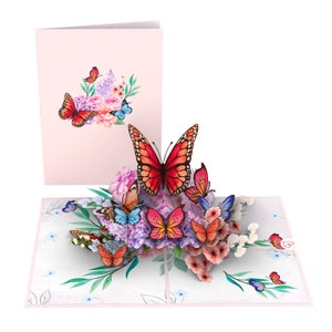 Tarjeta emergente Mariposas y flores Tarjeta de cumpleaños 3D para esposa, madre y novia, Tarjeta de flores 3D para el Día de la Madre, Tarjeta de recuperación pronto imagen 5