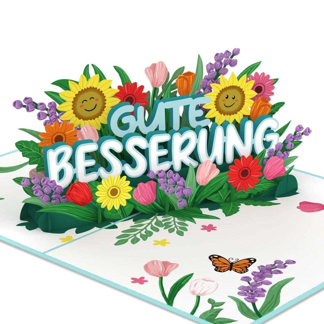 Pop up Card Get Well Soon 3D Get Well Card With Flowers and - Etsy