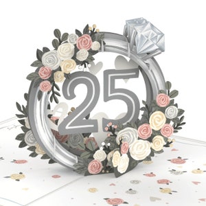 Pop Up Karte Silberhochzeit - 3D Glückwunschkarte zur silbernen Hochzeit - Geldgeschenk & Gutschein zum 25. Hochzeit Jubiläum für die Eltern