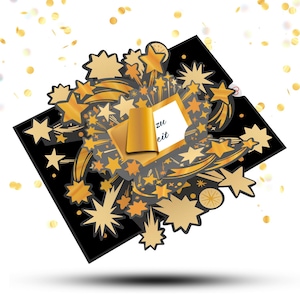 Karta pop-up Złoty Bilet - zdrapka 3D z polem do personalizacji, spełniająca życzenia, zdrapka na urodziny, śluby, przejścia na emeryturę