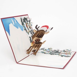 Carte de Noël Pop Up « Renne » - Carte de Noël 3D pour femme, copine ou enfants (filles et garçons) image 3