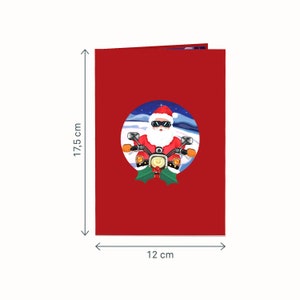 Carte de Noël Pop Up 3D « Père Noël sur une moto » - Carte de Noël amusante pour mari (petit ami, papa) ou enfants (filles et garçons) image 4