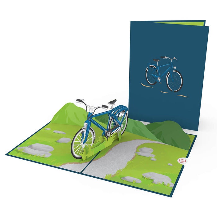 LINPopUp® 3D Karte, Geburtstagskarten, 3D Klappkarte , Fahrrad Blau