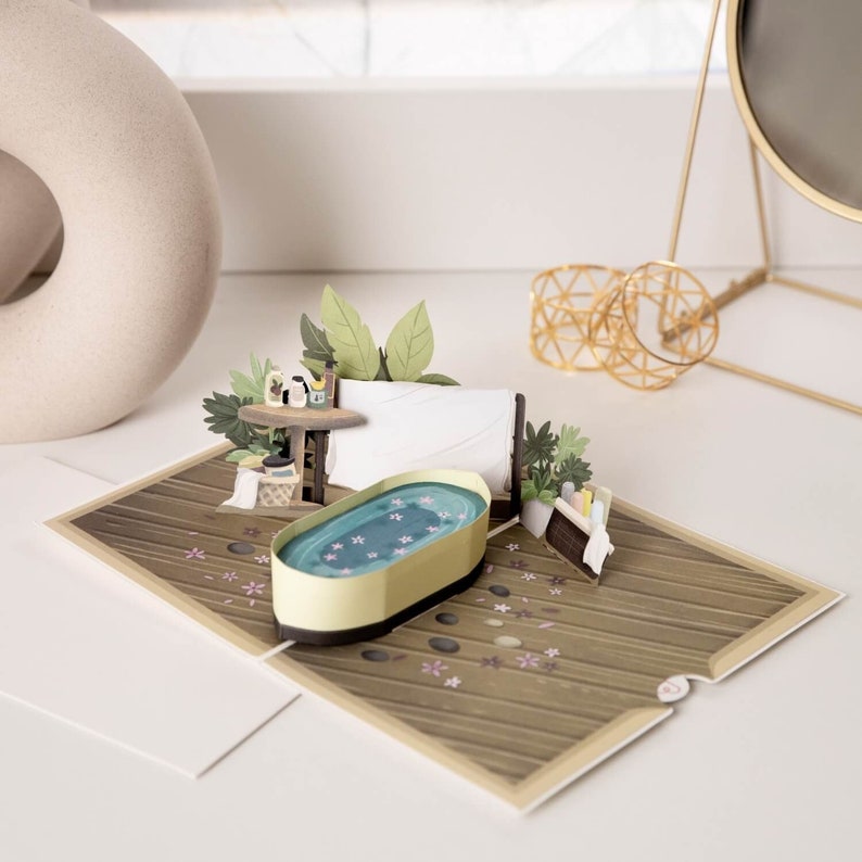 Pop Up Card Wellness Carte de félicitations 3D pour le week-end bien-être cadeau, bon d'achat et cadeau en espèces pour la Saint-Valentin pour femme, petite amie image 1