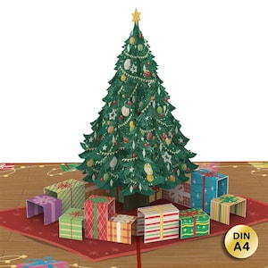 XXL Pop Up Card Kerstboom - Handgemaakte 3D-kerstkaart in groot formaat voor geldcadeau, kerstwenskaart voor kinderen, mannen en vrouwen