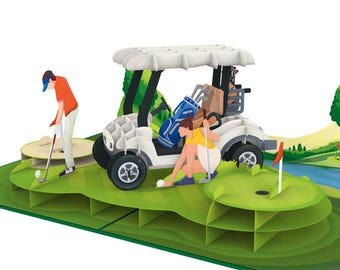Pop-Up Golf Card - 3D Birthday Card for Golfers, Golf Gift for Men & Women, Retirement or Pension Greeting Card, Father's Day Card