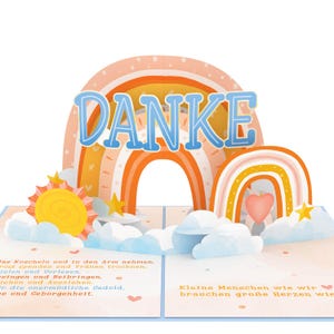 Carte pop-up merci aux éducateurs - carte de remerciement pour la garderie et la crèche avec arc-en-ciel, carte d'adieu de la maternelle, merci pour l'éducateur
