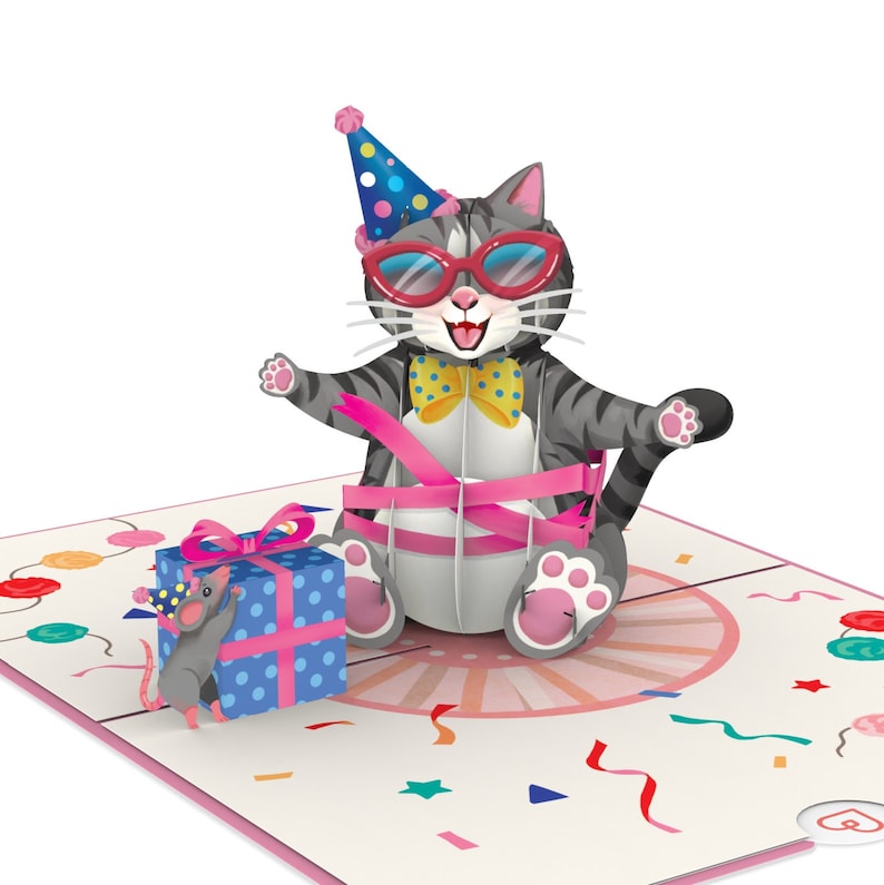 Carte pop-up chat avec cadeau – Carte d'anniversaire 3D amusante pour femme, petite amie et filles – Cadeau d'anniversaire en argent pour les amoureux des chats image 1