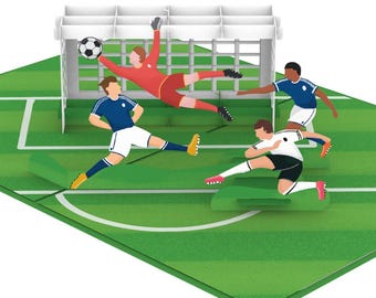 Tarjeta de fútbol desplegable - Tarjeta de cumpleaños 3D para niños (niñas y niños), amigos, esposos - Tarjeta de felicitación divertida, regalo en efectivo para futbolistas