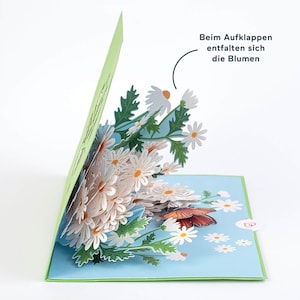 Carte pop-up marguerite avec papillon - Carte d'anniversaire 3D pour femme, mère et petite amie, carte de fête des mères avec fleurs, carte de prompt rétablissement image 3