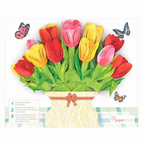 Biglietto Pop-Up Floreale 3D Con Cesto Di Fiori - Fatto A Mano Con Busta, Ideale Per Compleanno E Matrimonio