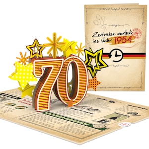 1954 70e verjaardagskaart - grappige 3D pop-up verjaardagskaart voor vrouwen en mannen, wenskaart, voucher en verpakking, geldgeschenk