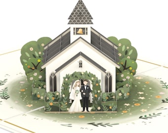 Pop Up Karte Hochzeit Hochzeitskapelle - 3D Hochzeitskarte, Handgemachte Glückwunschkarte und Geldgeschenk zum Standesamt