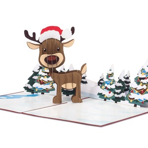 Carte de Noël Pop Up « Renne » - Carte de Noël 3D pour femme, copine ou enfants (filles et garçons) image 4