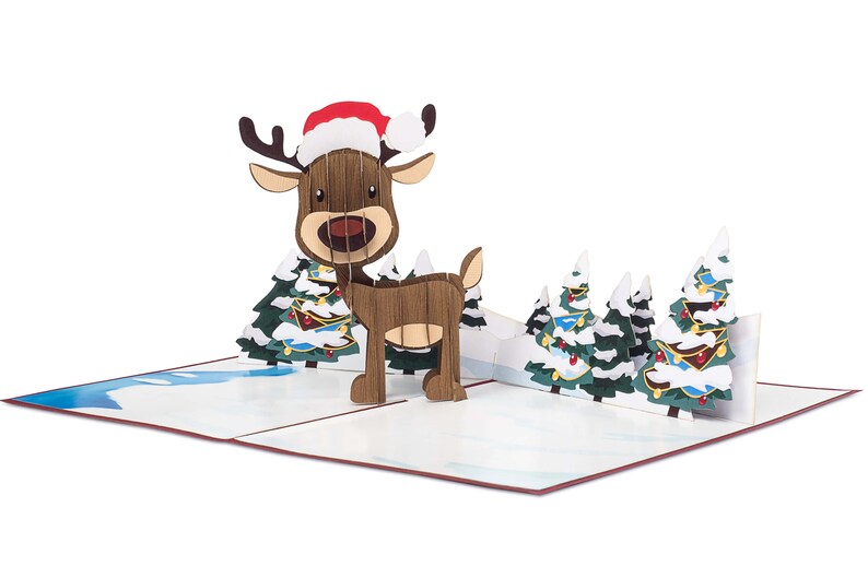 Carte de Noël Pop Up « Renne » - Carte de Noël 3D pour femme, copine ou enfants (filles et garçons) image 4