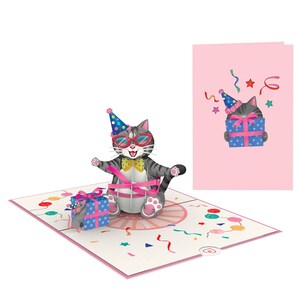Carte pop-up chat avec cadeau – Carte d'anniversaire 3D amusante pour femme, petite amie et filles – Cadeau d'anniversaire en argent pour les amoureux des chats image 3