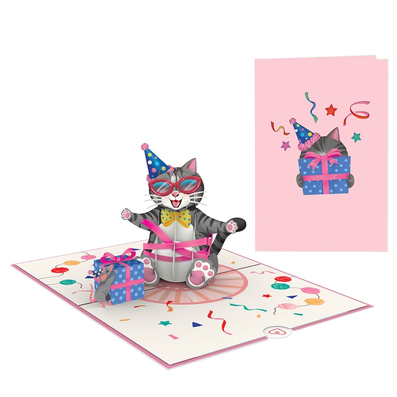 Carte pop-up chat avec cadeau – Carte d'anniversaire 3D amusante pour femme, petite amie et filles – Cadeau d'anniversaire en argent pour les amoureux des chats image 3