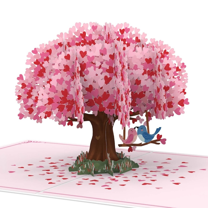 Carte Pop Up Arbre Coeur avec Tourterelles - Carte d'Amour 3D pour Mariage, Anniversaire, Saint Valentin, Anniversaire, Carte Je T'aime pour Petite Amie image 1