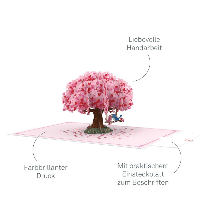 Carte Pop Up Arbre Coeur avec Tourterelles - Carte d'Amour 3D pour Mariage, Anniversaire, Saint Valentin, Anniversaire, Carte Je T'aime pour Petite Amie image 2
