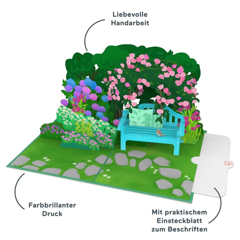Carte pop-up Jardin avec fleurs – Carte d'anniversaire 3D pour femme, mère et petite amie, carte de fleurs 3D pour la fête des mères, carte Get Well Soon image 2