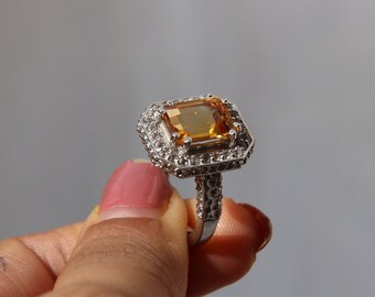 Fine Quality - Natural Golden Citrine Solitaire Ring, Natural Golden Citrine,  Birthstone Ring, Handmade Jewelry,  925 Sterling Silver Rings