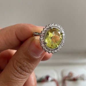 Lemon Quartz Ring · oval 925 silver Ring · cocktail statement Ring  · Gold Cocktail Ring · lemon quartz jewellery · yellow gemstone ring