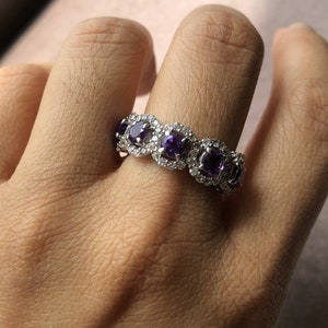 Natural Amethyst Band, Evening Ring, Engagement ring band, Amethyst ring, Purple amethyst, Eternity band, February Birthstone ring, Gemstone